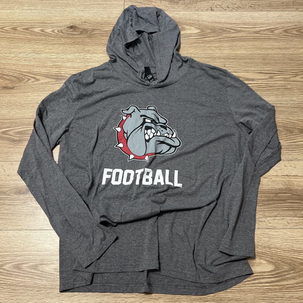 District The Perfect Tri Adult Grey Hooded Bulldog Football Top Size XL (A25)